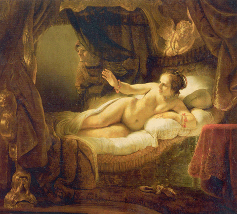 reproductie Danaë  van Rembrandt van Rijn